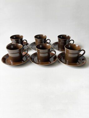 Set Of 6 Vintage Crown Lynne Forma Ironstone Coffee Tea Cup & Saucer New Zealand